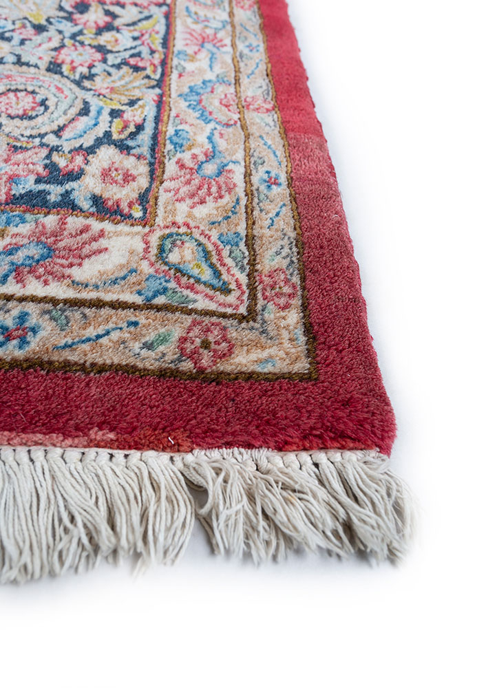aalam red and orange wool hand knotted Rug - Corner