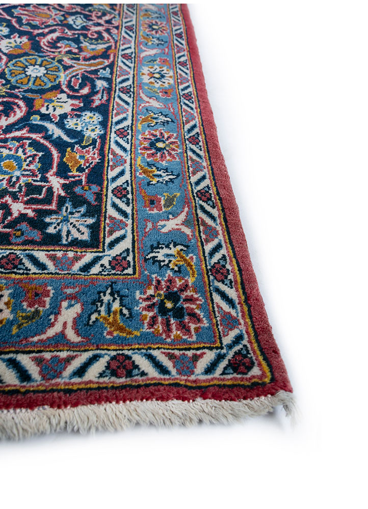 aalam red and orange wool hand knotted Rug - Corner