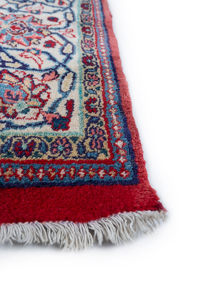aalam red and orange wool hand knotted Rug - Corner