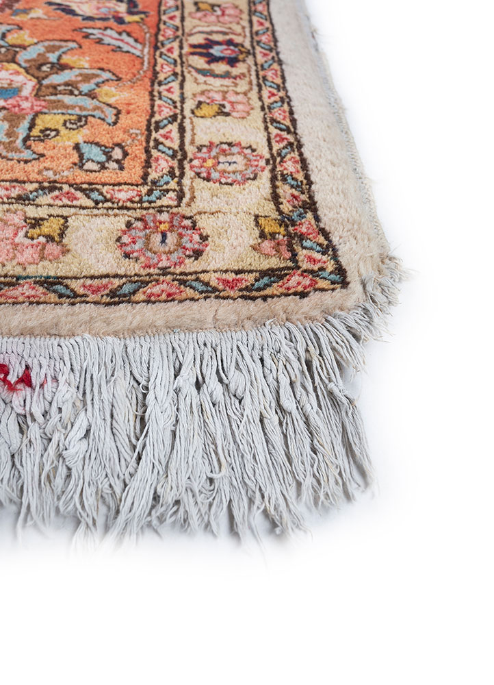 aalam beige and brown wool hand knotted Rug - Corner