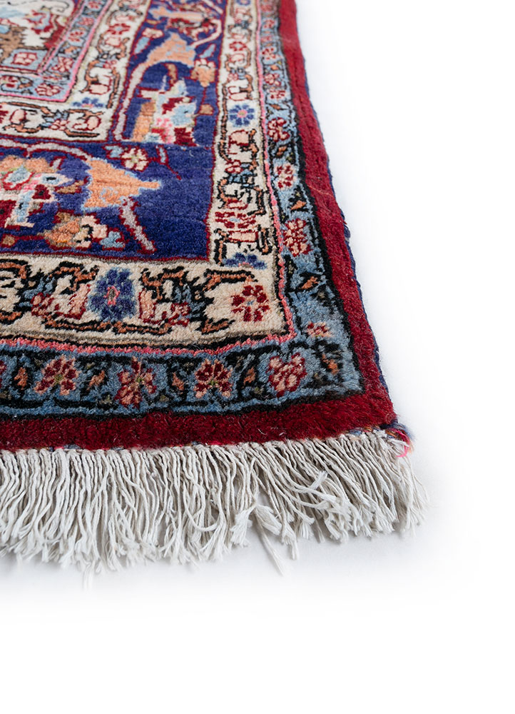 aalam red and orange wool hand knotted Rug - Corner