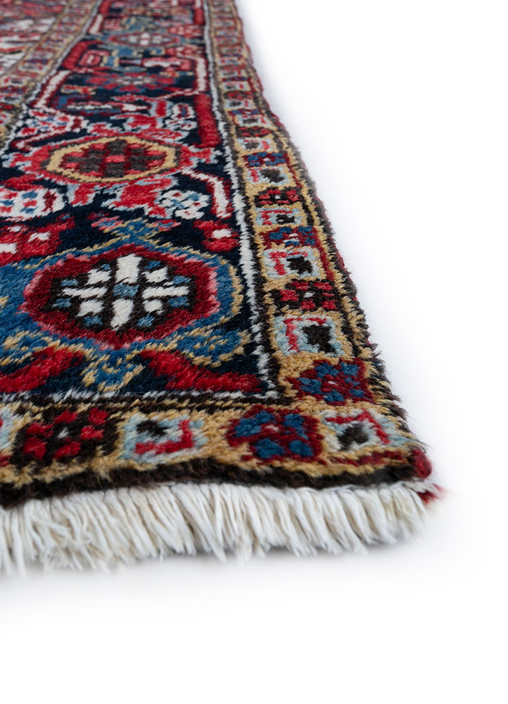 aalam red and orange wool hand knotted Rug - Corner