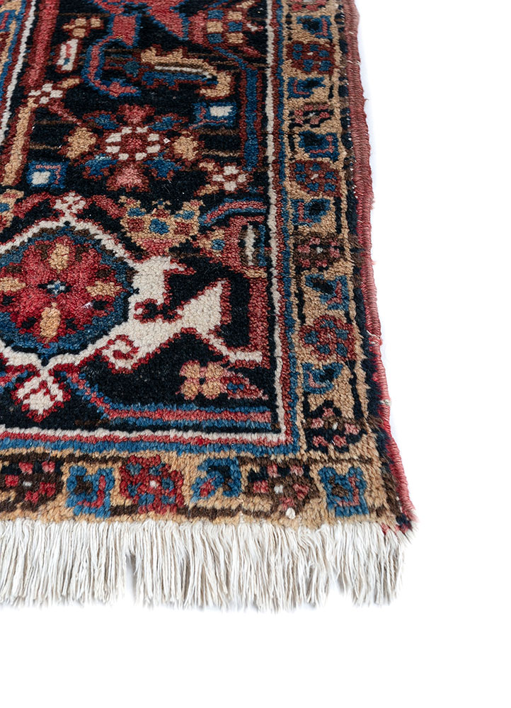 aalam red and orange wool hand knotted Rug - Corner