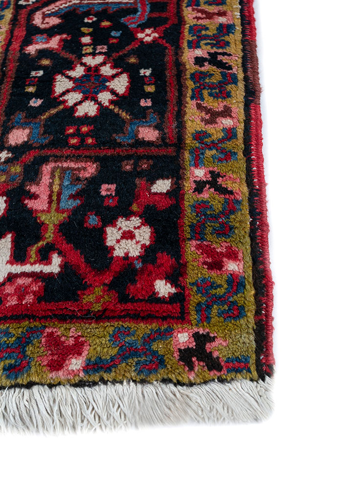 aalam red and orange wool hand knotted Rug - Corner