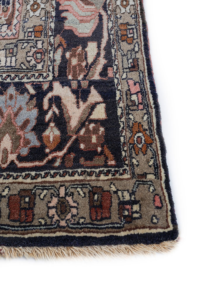 aalam beige and brown wool hand knotted Rug - Corner
