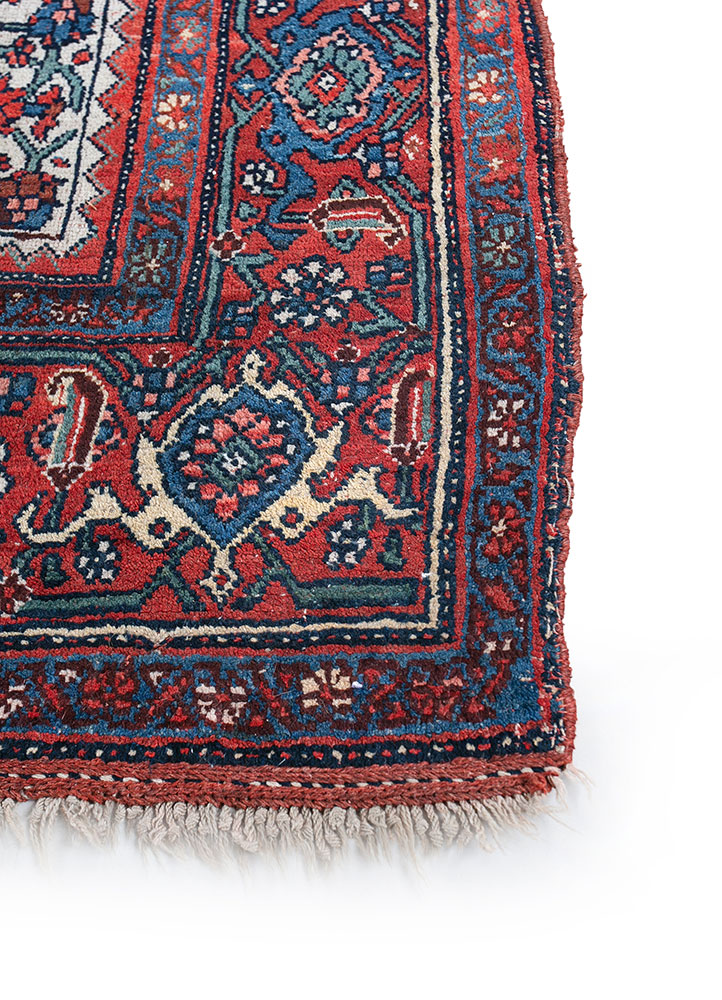 aalam red and orange wool hand knotted Rug - Corner