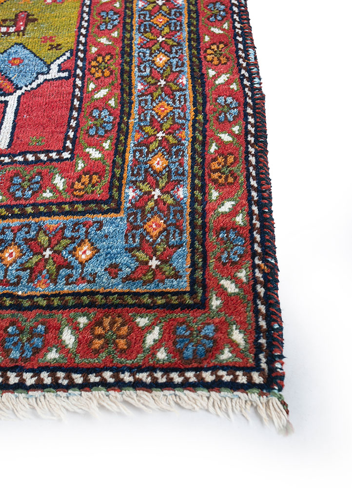 nuray blue wool hand knotted Rug - Corner