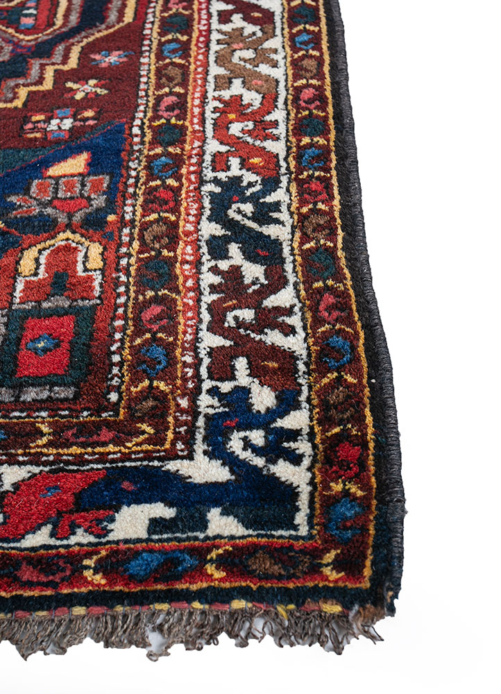 nuray blue wool hand knotted Rug - Corner