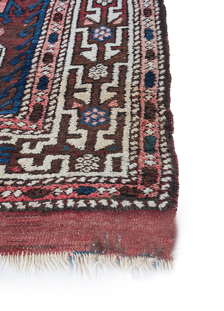 nuray red and orange wool hand knotted Rug - Corner