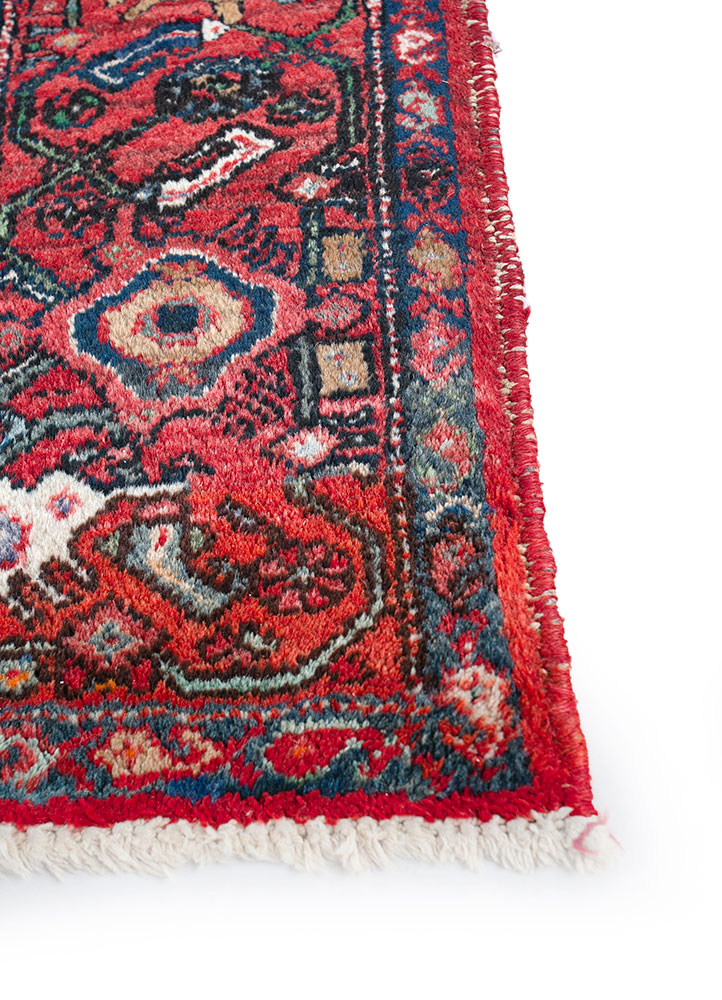 aalam red and orange wool hand knotted Rug - Corner