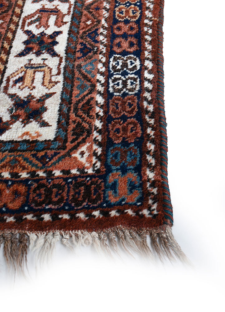 nuray red and orange wool hand knotted Rug - Corner