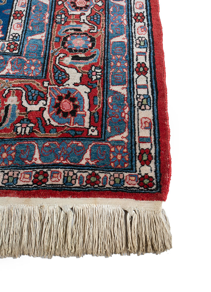 aalam blue wool hand knotted Rug - Corner