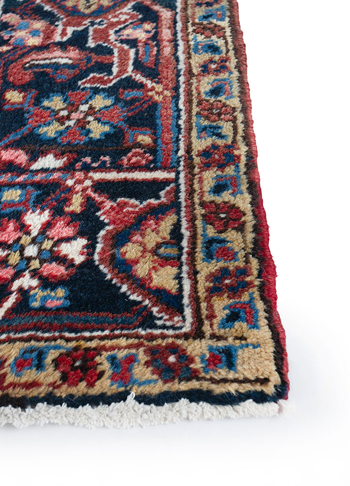 aalam red and orange wool hand knotted Rug - Corner