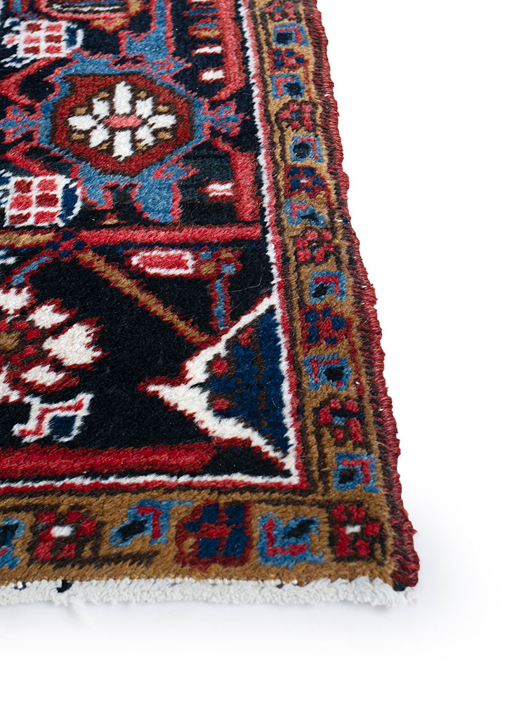 aalam red and orange wool hand knotted Rug - Corner