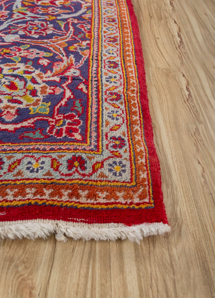 aalam red and orange wool hand knotted Rug - Corner