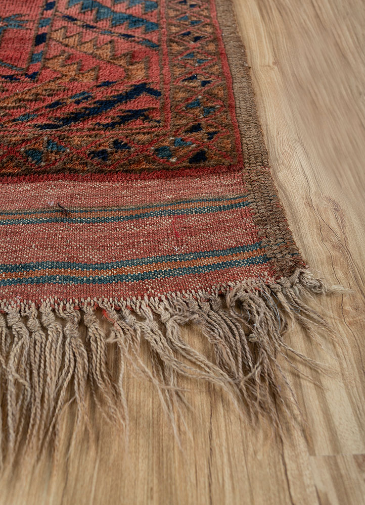kiaan red and orange wool hand knotted Rug - Corner