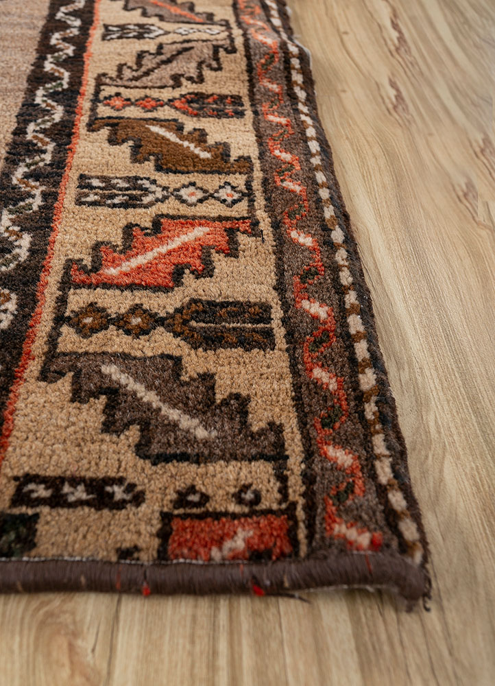 nuray beige and brown wool hand knotted Rug - Corner