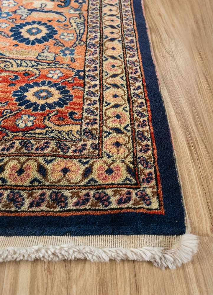 aalam beige and brown wool hand knotted Rug - Corner