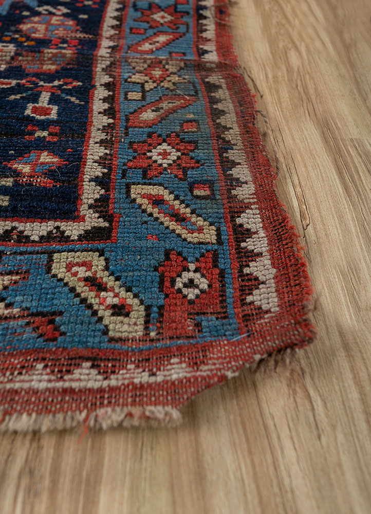 nuray red and orange wool hand knotted Rug - Corner