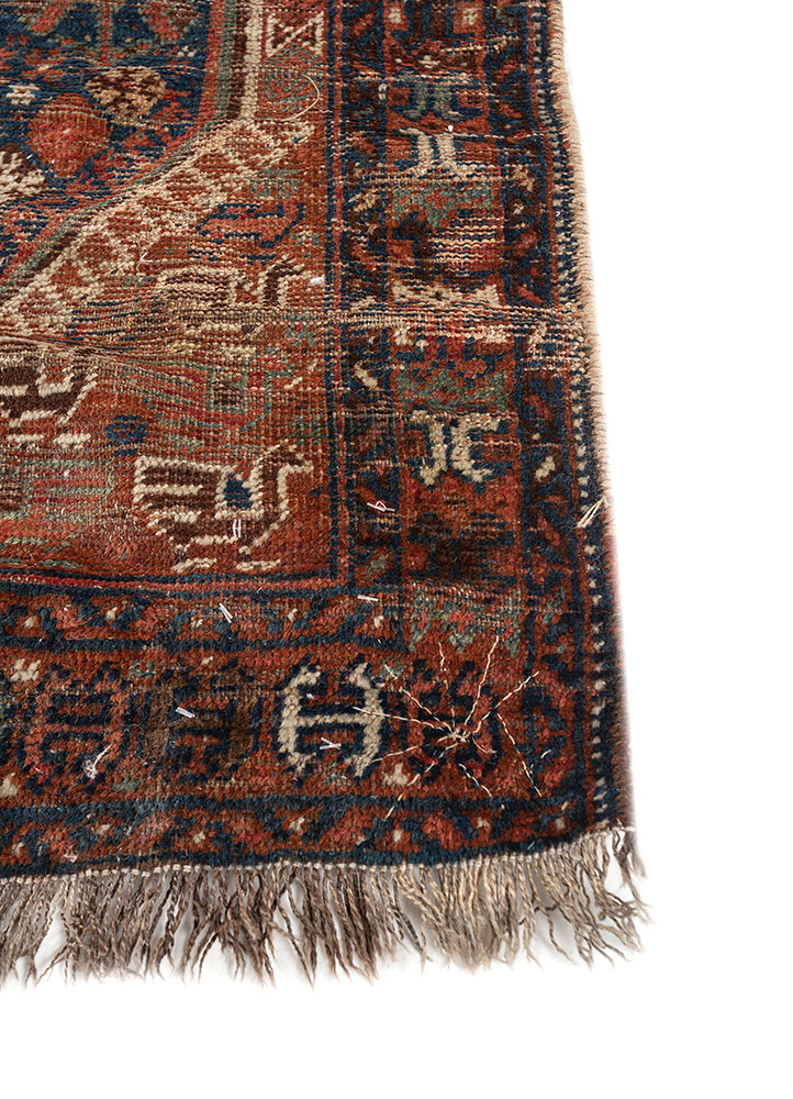 aalam blue wool hand knotted Rug - Corner