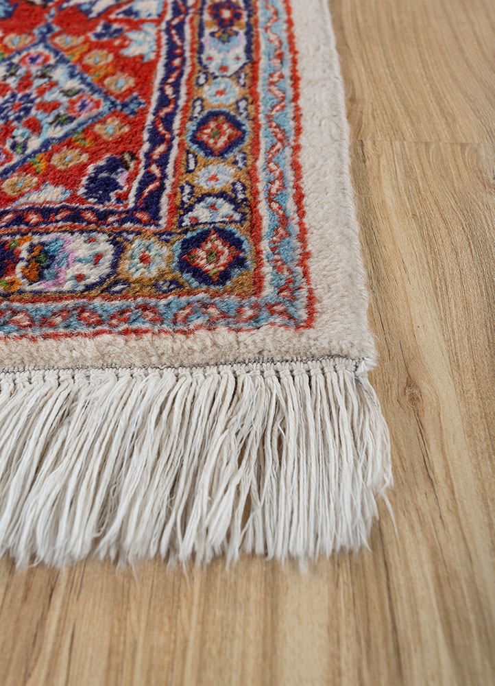 aalam red and orange wool hand knotted Rug - Corner