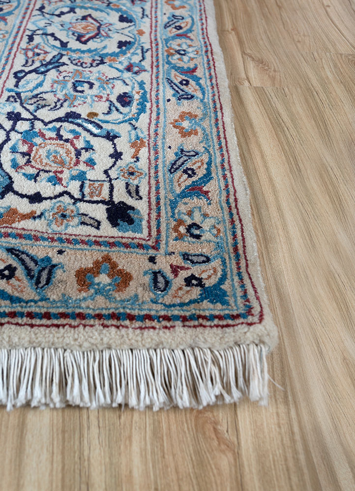 aalam blue wool hand knotted Rug - Corner