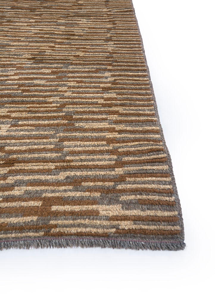 nuray beige and brown wool hand knotted Rug - Corner