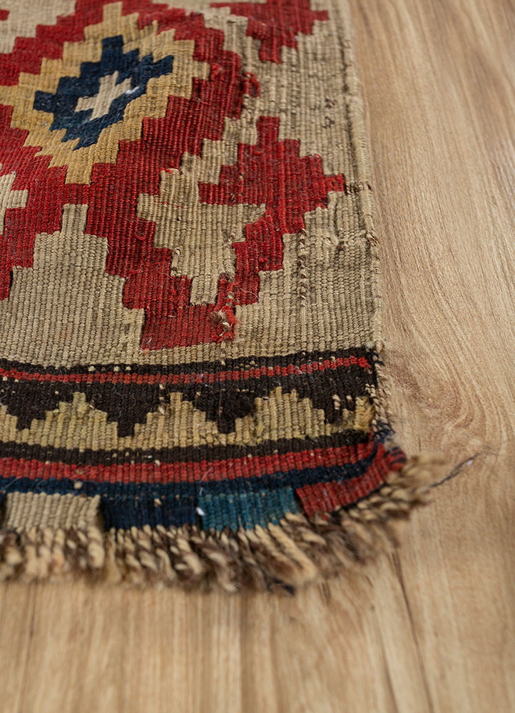 nuray red and orange wool hand knotted Rug - Corner