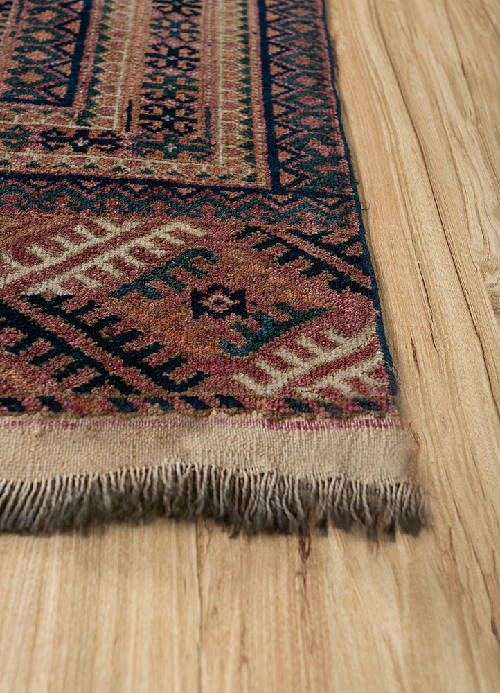 kiaan red and orange wool hand knotted Rug - Corner