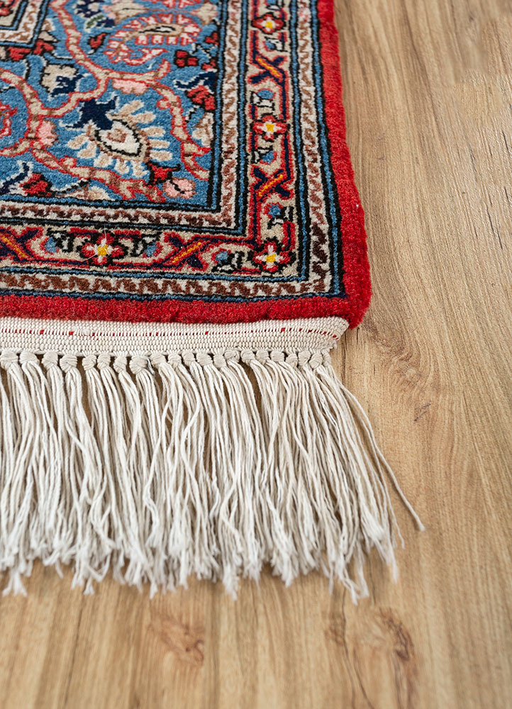aalam blue wool hand knotted Rug - Corner