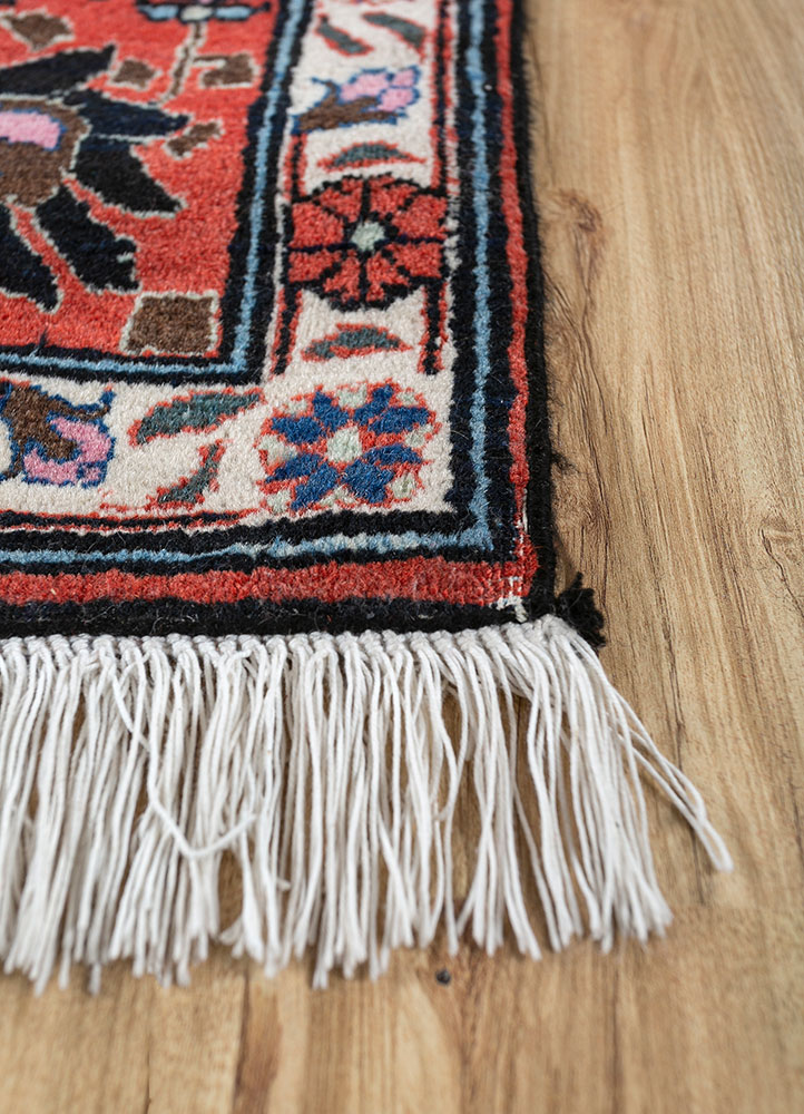 aalam blue wool hand knotted Rug - Corner