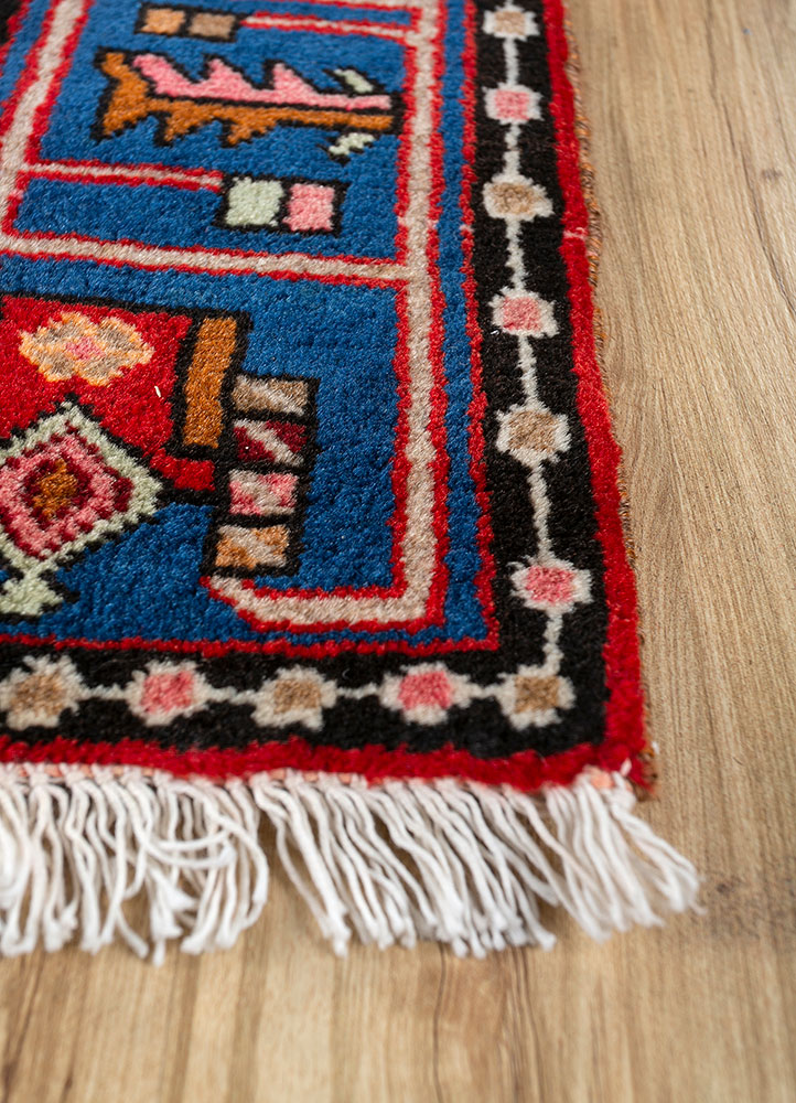 nuray red and orange wool hand knotted Rug - Corner