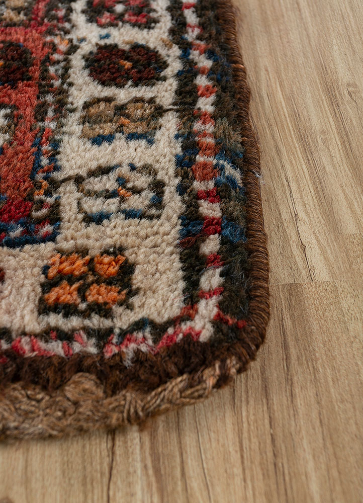 nuray red and orange wool hand knotted Rug - Corner