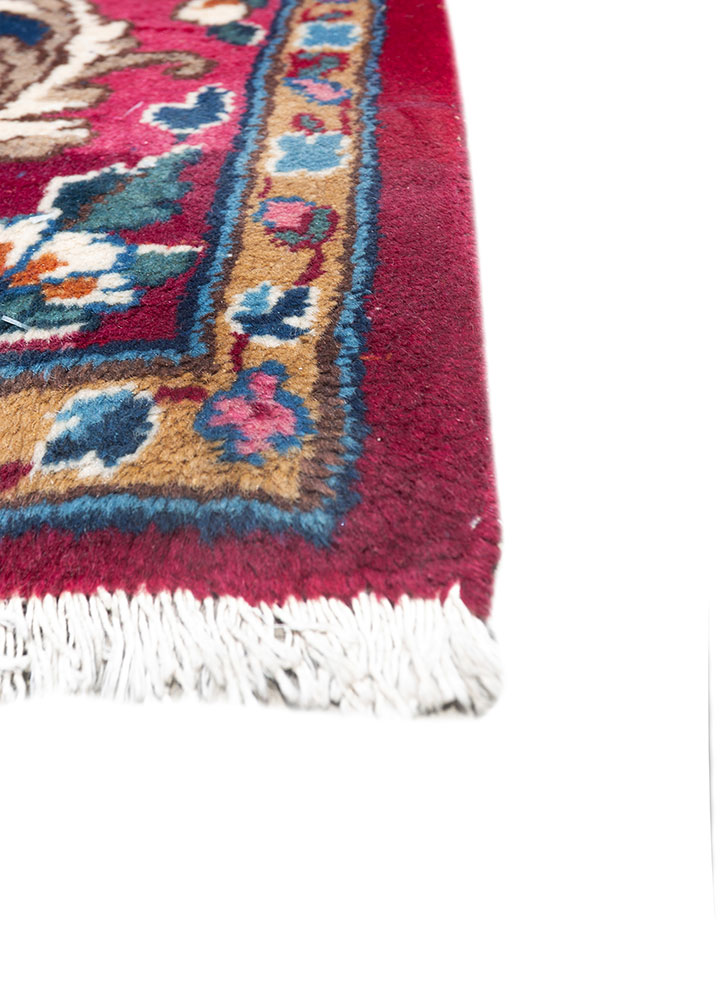 aalam red and orange wool hand knotted Rug - Corner