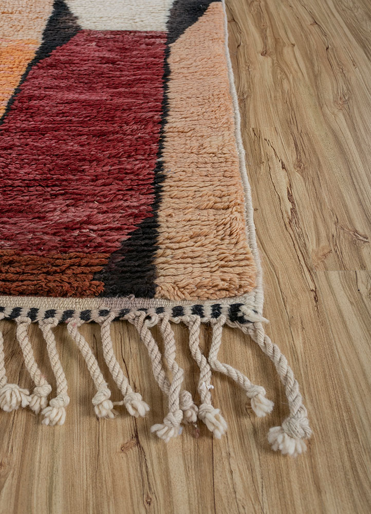 zuri beige and brown wool hand knotted Rug - Corner