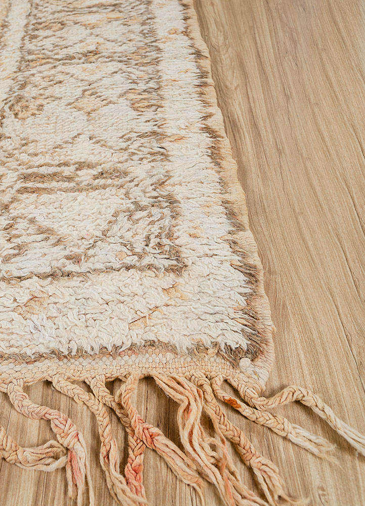 nuray beige and brown wool hand knotted Rug - Corner