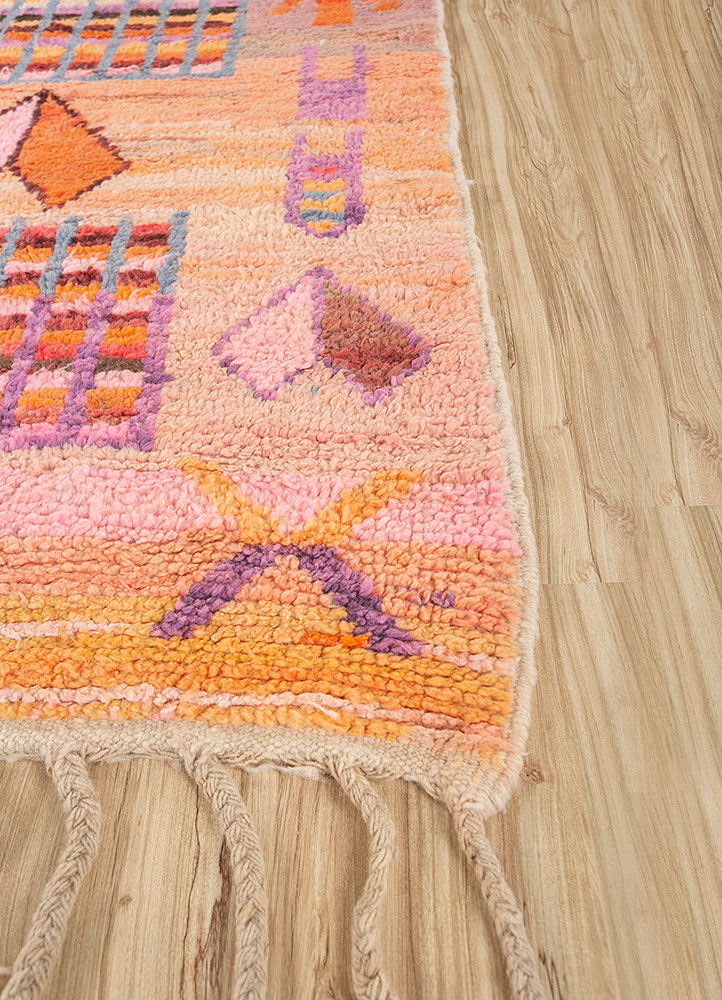 nuray pink and purple wool hand knotted Rug - Corner