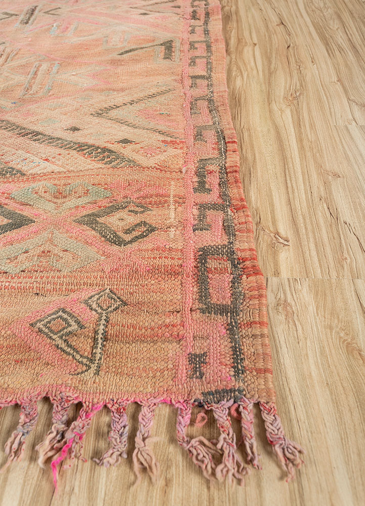 nuray red and orange wool hand knotted Rug - Corner