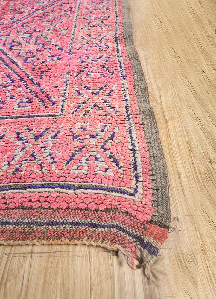 nuray pink and purple wool hand knotted Rug - Corner