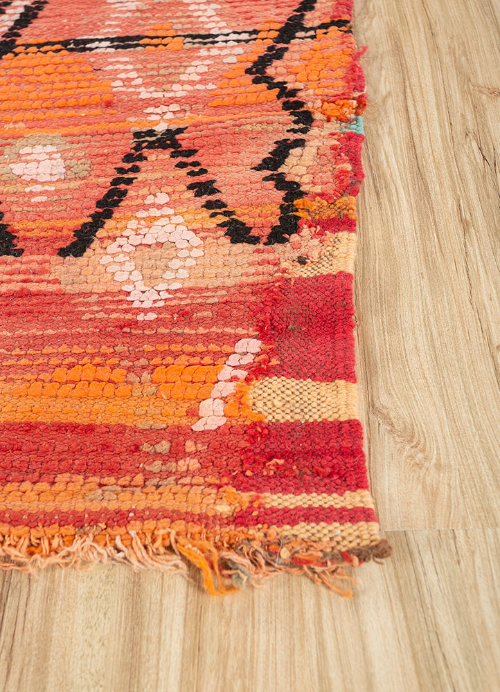 nuray red and orange wool hand knotted Rug - Corner