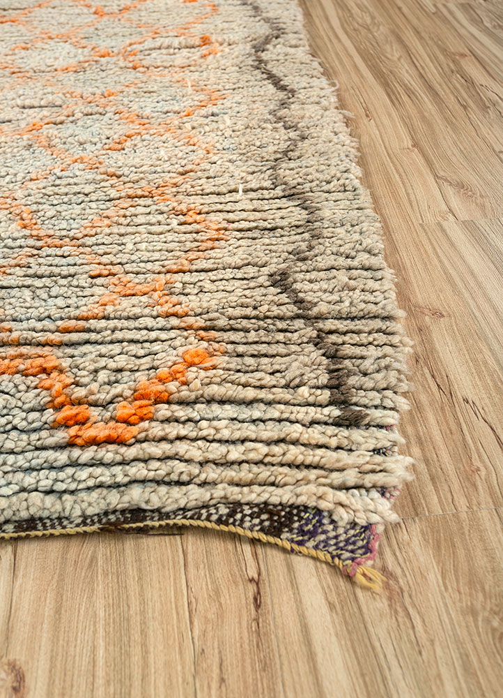 nuray beige and brown wool hand knotted Rug - Corner