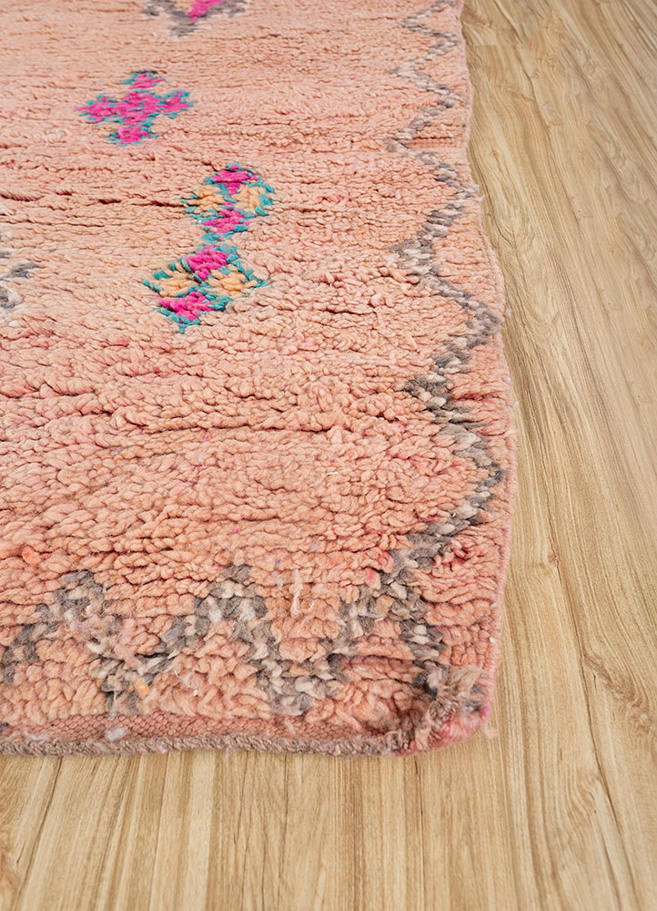 nuray red and orange wool hand knotted Rug - Corner