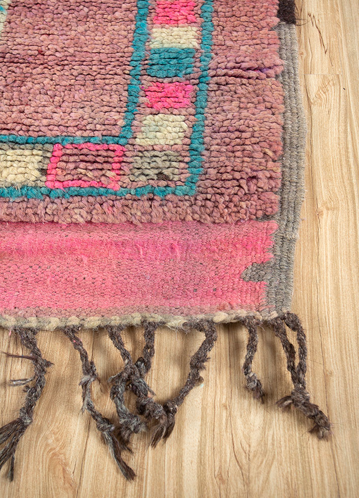 nuray pink and purple wool hand knotted Rug - Corner