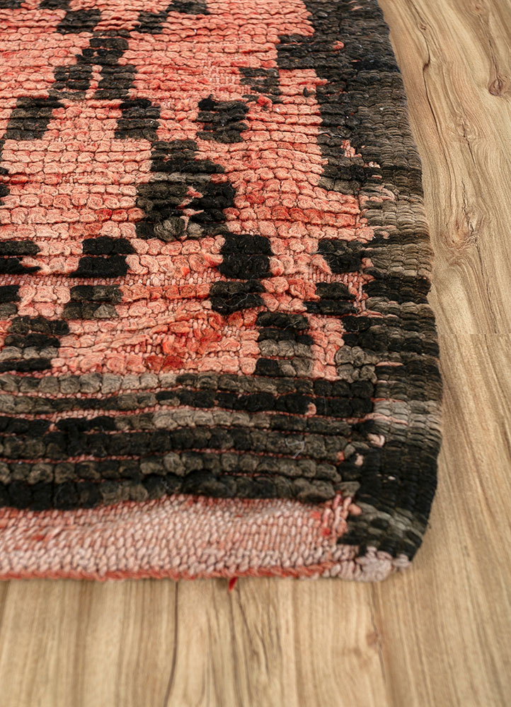 nuray red and orange wool hand knotted Rug - Corner
