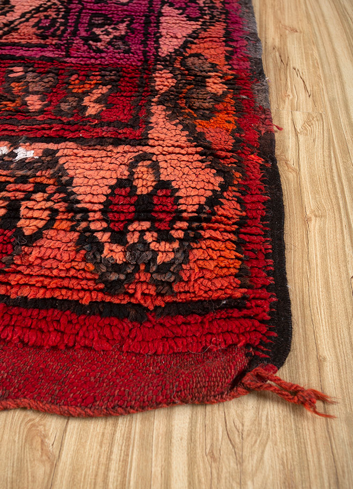 nuray red and orange wool hand knotted Rug - Corner