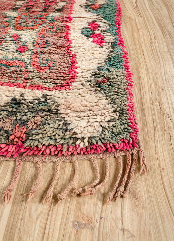 nuray red and orange wool hand knotted Rug - Corner