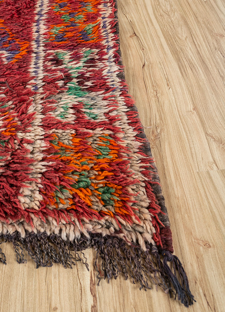 nuray red and orange wool hand knotted Rug - Corner