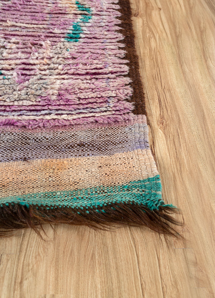 nuray pink and purple wool hand knotted Rug - Corner