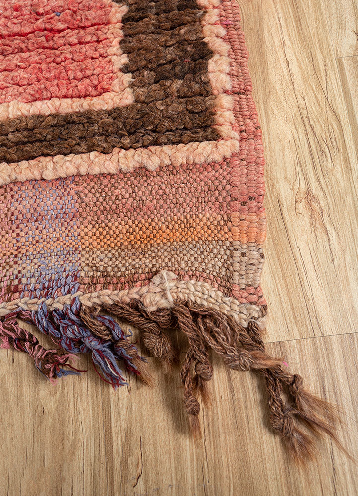 nuray red and orange wool hand knotted Rug - Corner