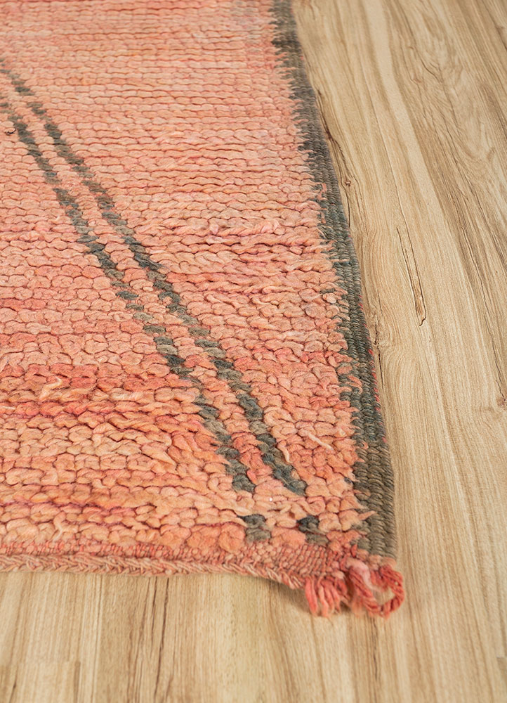 nuray red and orange wool hand knotted Rug - Corner
